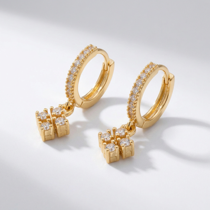 Reesu Diamond Drop Bali Earrings