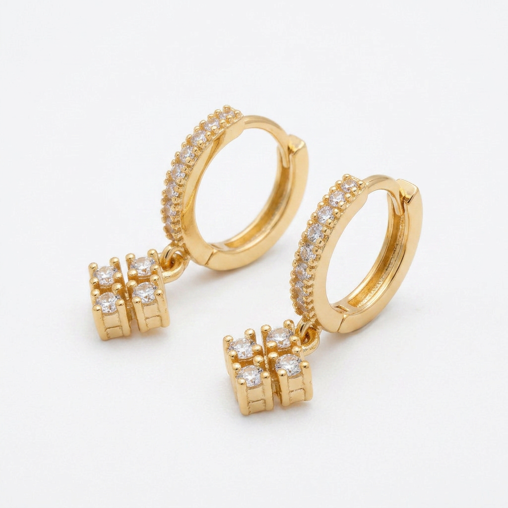 Reesu Diamond Drop Bali Earrings