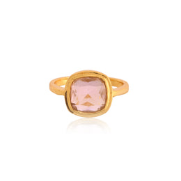 Pink Stone Gold-Tone Ring