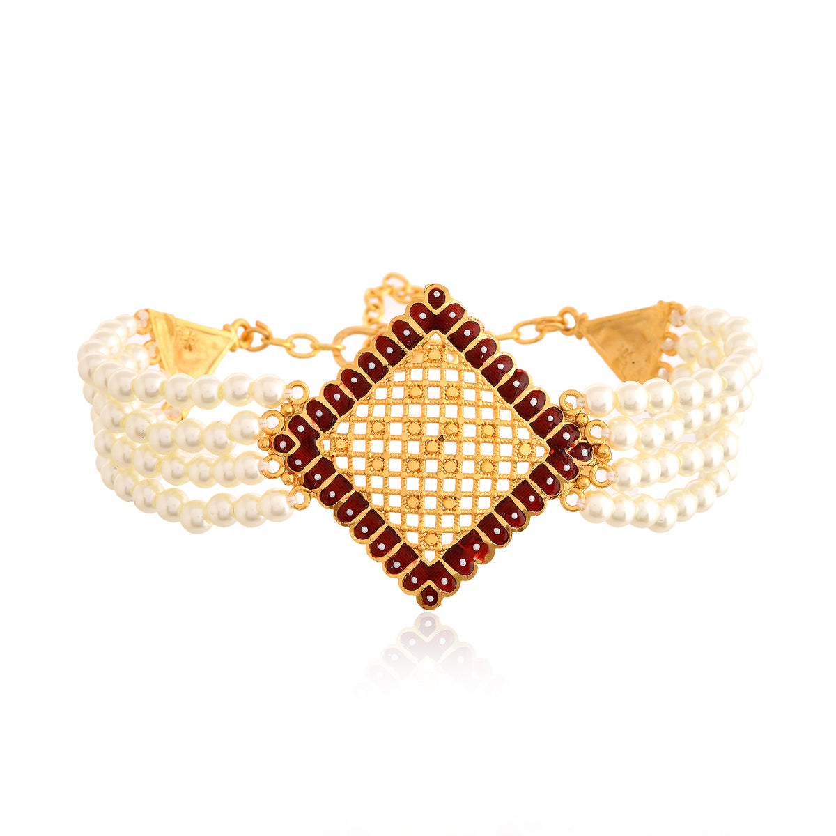 24k Pearl Gold Braclate For Ladies