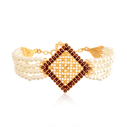 24k Pearl Gold Braclate For Ladies