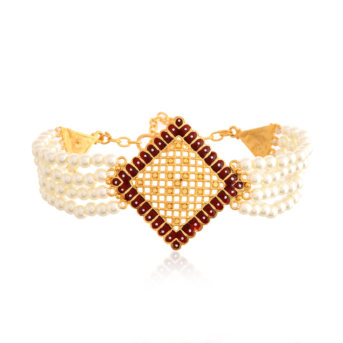 24k Pearl Gold Braclate For Ladies