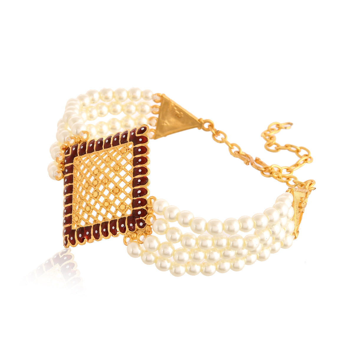 24k Pearl Gold Braclate For Ladies